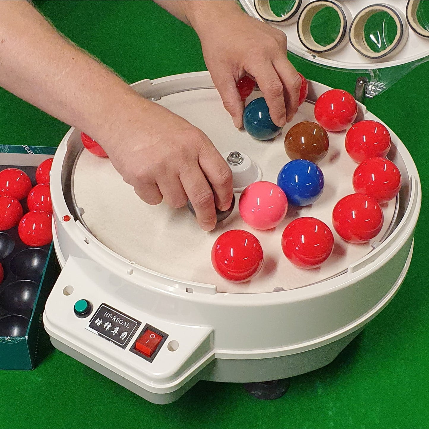 Regal Ball cleaning machine - open top taking balls out of machine