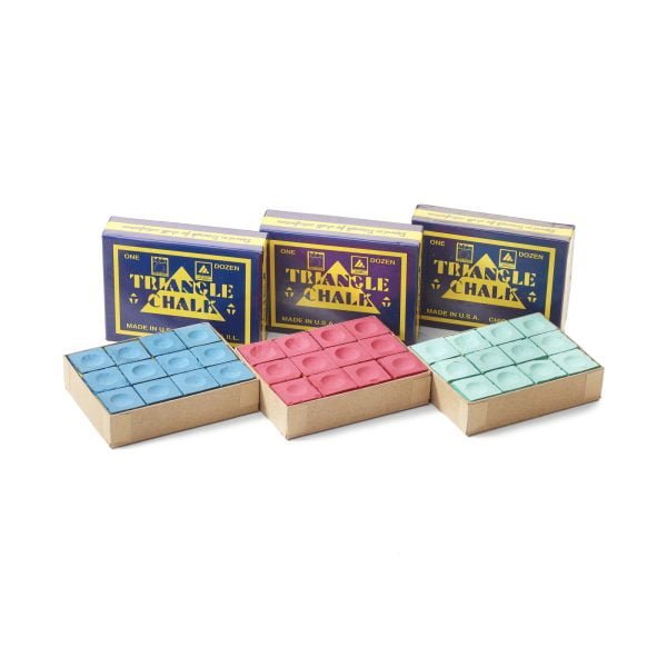Triangle Cue Chalk 12 Pack - Available in Green Blue & Red